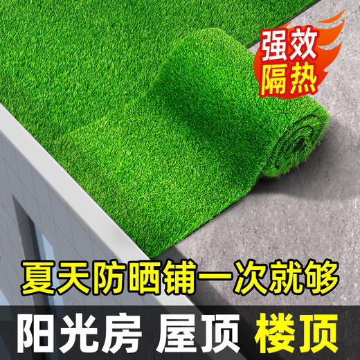 Qingya Lawn Simulated Turf Sun Room Glass Top Insulated Roof Artificial Artificial Outdoor Green Plastic Carpet 2cm Encrypted Thickened Spring Grass-Green Bottom Upgraded Insulation 15 Square 1m Long * 15m Wide