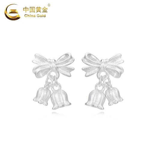 CHINA GOLD Bow Lily of the Valley Flower Silver Earrings for Women S Silver Light Luxury Fashion Valentine's Day Birthday Gift for Girlfriend and Wife Ode to Lily of the Valley-s925 Bow Lily of the Valley Earrings Heart-beating Limited Gift Box
