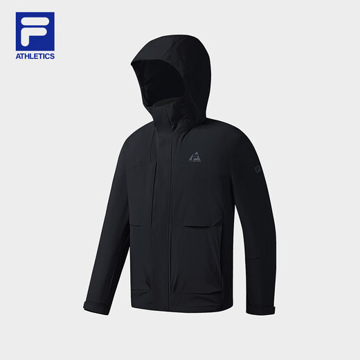 FILA Official Breathing Shell Woven Jacket Two-piece Men's Top 2025 Winter New Sports Outdoor Jacket Dark Black-BK L 175/96A/L