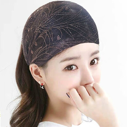 Aitanfang Korean white hair wide-brimmed lace headband 2025 new pearl headband headband scarf women's headband going out elastic dark coffee