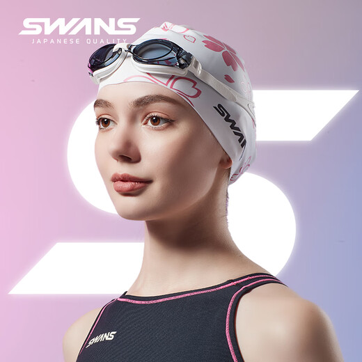 SWANS泳镜女进口防水防雾高清泳帽套装近视游泳眼镜潜水装备樱花平光