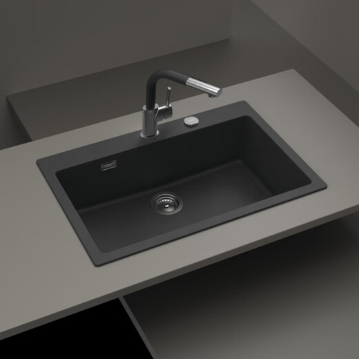 SCHOCK Third Generation Kitchen Sink German Granite Large Single Sink Vegetable Basin Signus N-100XL with Desktop Control Magma Magma Black