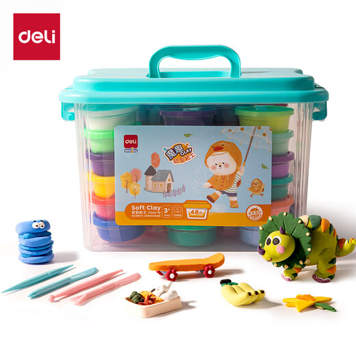 Deli 48 Couleur Ultra Light Argile Argile Color argile Plasticin Art Handmade DIY Toy Sand Sand 15g / Boîte Graduation de la journée pour enfants Cadeau d'anniversaire de maternelle
