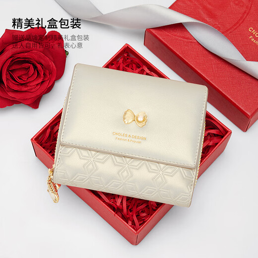 Cnoles Wallet Women 2025 High-End-Sinn für weibliche Münzen Brieftasche Multifunktionskarten-Karten-Tasche Kupplung Tasche Herzfeste Lehrertag Geschenk für Freundin Fantasy Farbe Weiß-Neues praktisches Geburtstagsgeschenk für Frau