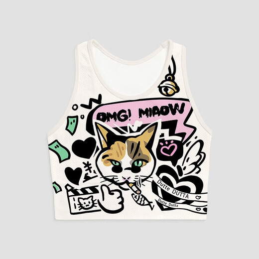 SHINING Xuan Ling-Cat collection all-in-one cup bra vest cycling yoga fitness I-shaped sports vest love cat vest M