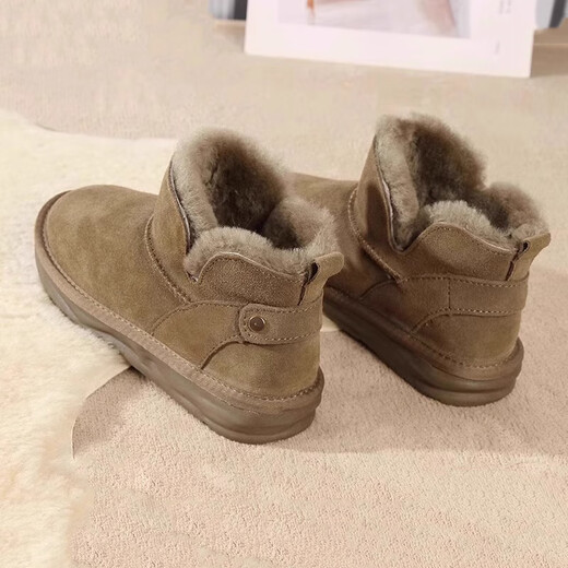 九寸阳光雪地靴女2025年冬季新款短靴子加绒加厚保暖面包鞋女 羚羊棕色【37码】 【偏小半码】