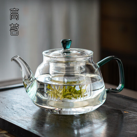 Gaoming glass teapot tea water separation teapot electric ceramic stove open flame heating high borosilicate glass thickened teapot jade teapot single pot 750ml comes with a teapot rope