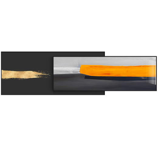 木典兴现代简约客厅装饰画沙发背景墙挂画办公室大气叠加抽象壁画 A-掠影亮橙色 50*12040*120 轻奢金 油画布