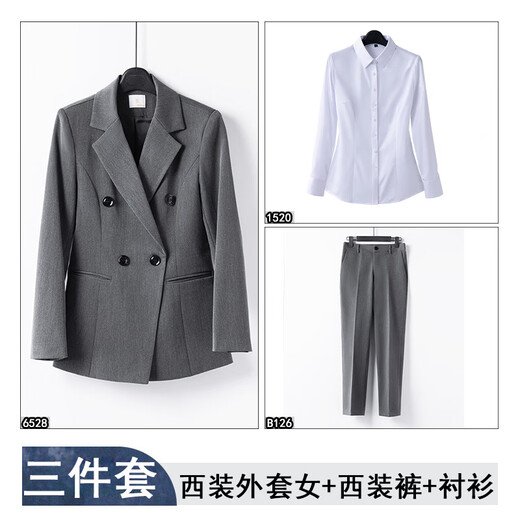 Punizi suit suit for women spring and autumn new Korean style professional wear fashionable temperament college student suit formal work wear overalls SY6528# gray suit + white shirt + pants 4XL
