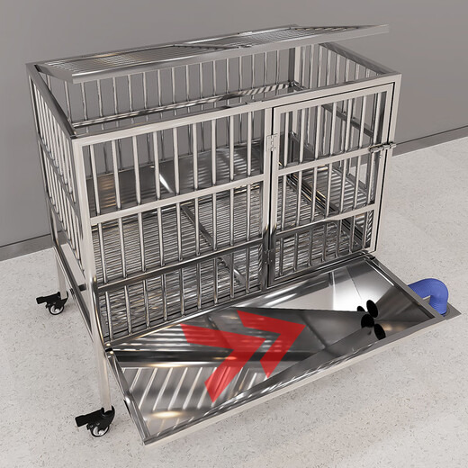 HKML Stainless Steel Dog Cage Large Dog Cage Medium Dog Cage with Toilet Separate Flush Funnel Tray Small Dog Kennel Full Tube Style - Length 80* Width 50* Height 75cm Stainless Steel 202 Hollow Round Tube Cage + Skylight + Funnel Tray - Dog Bowl Included