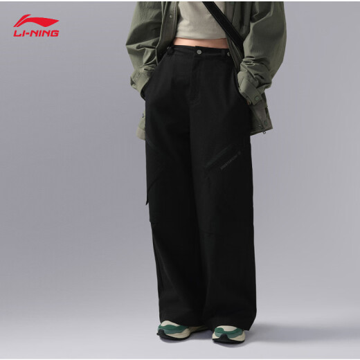 李宁（LI-NING）CF溯运动裤女子夏季户外宽松垂感直筒运动长裤子AYKU724