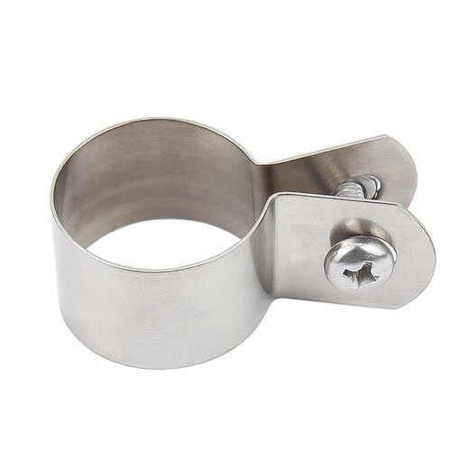 Jinchao 304 stainless steel pipe clamp round pipe fixed buckle clamp steel pipe riding clamp hoop connecting line grounding card 20mm (5 sets)