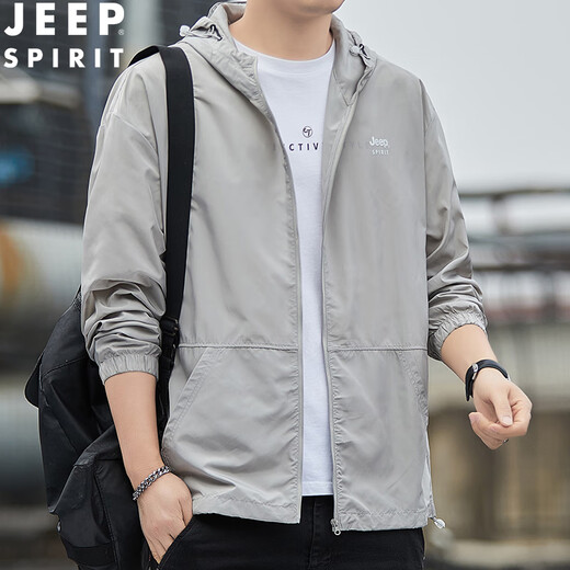 Jeep (JEEP) sun protection clothing men's summer ultra-thin breathable sunshade skin clothing 2025 new outdoor fishing jacket men's top 7388 gray green L (recommended 130-150Jin Jin equals 0.5 kg)