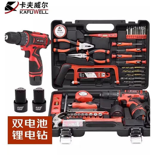 XMSJ126-Stück Dual Battery Electric Bohrer Set Impact Drill Werkzeugkasten Haushaltsreparatursatz P3893A 126-Stück Dual Battery Electric Bohrer Set P3893a