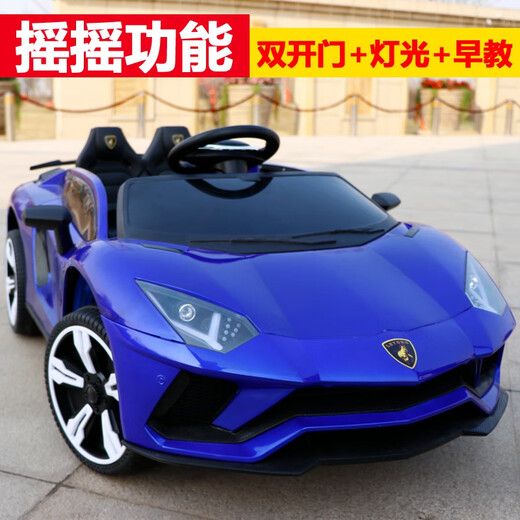 尚好嘉儿童电动车可坐大人儿童电动汽车玩具车可坐人遥控汽车可坐人 烤漆黑|12V10A大电瓶+遥控+皮座