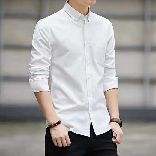 
Long-sleeved shirt men's business white shirt slim fit men's formal workwear free large size professional suit Oxford spinning shirt Oxford spinning gray 2XL Recommended 130-145 Jin [Jin equals 0.5 kg]