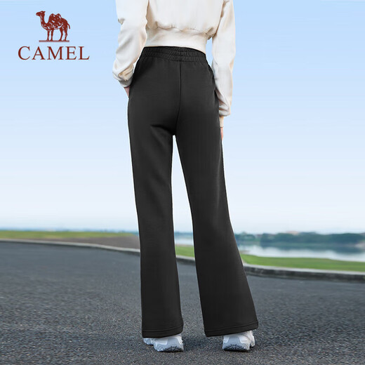 骆驼（CAMEL）直筒运动裤女款透气休闲针织卫裤子 J24CAXLN671 幻影黑 XXL