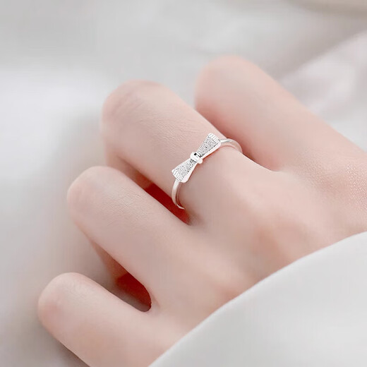 Bovia's new platinum bow ring for women PT950 plain ring adjustable platinum wedding ring for girlfriend platinum open ring 1.8-2.0g