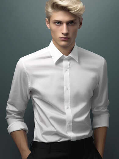 Luo Meng white stretch long-sleeved shirt men's autumn summer wedding high-end iron-free casual suit men's shirt pure white 1 piece long sleeve M /38 size