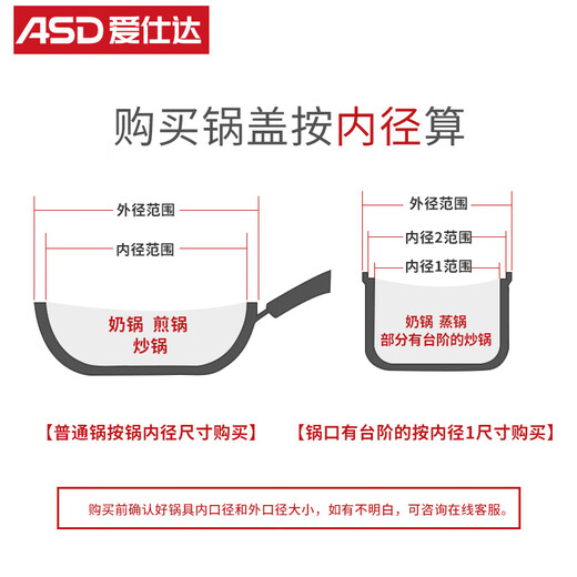 ASD pot lid 34cm household tempered glass lid wok steamer iron pot universal 304 food grade stainless steel large lid can stand universal glass lid-34cm