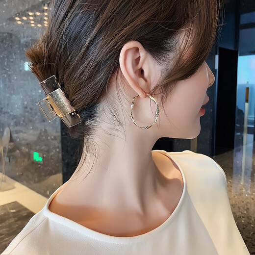 Nilan Fat Dong Lai's same style 18K gold large hoop earrings large hoop women's light luxury fashion niche design gold/925 white gold needles