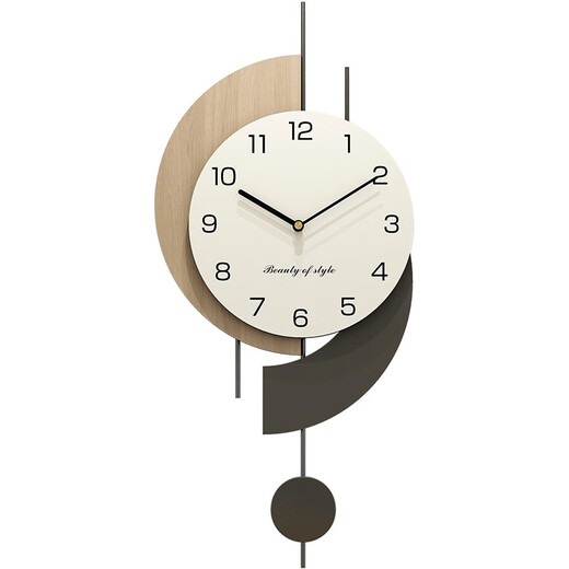 Yunya log cream style living room wall clock 2024 new Internet celebrity clock modern simple clock home punch-free wall clock Shuangxin log wall clock 70cm*32cm