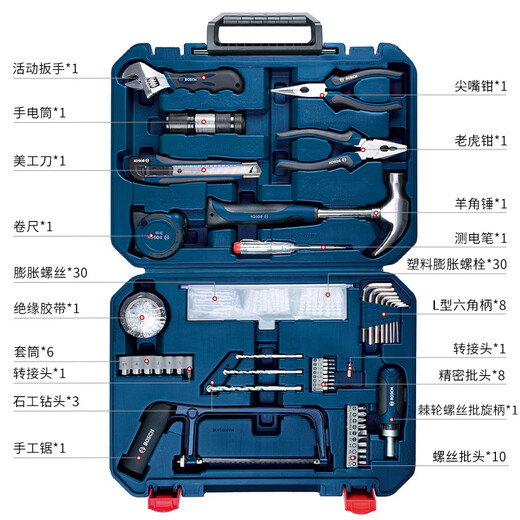 BOSCH Haushalts-Multifunktions-Hardware-Werkzeuge (108 Teile), manueller Werkzeugkasten, Heimwerker-Reparatur, Tische und Stühle, Demontage und Montage, Computer-Demontage