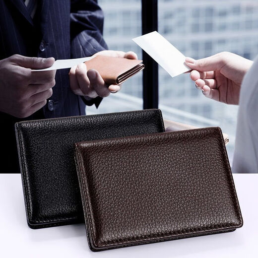 Bolsa de tarjeta Yingni para la primera tarjeta de presentación de descuento para hombres de cuero genuino de cuero de gran capacidad protectora Banco Clip de almacenamiento con patrón de caída de carrocería Negro [Top Cower Wallide]