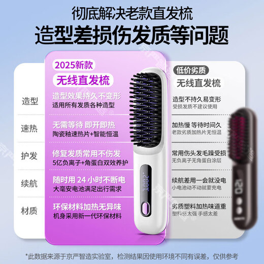 Jingyan selects good products, wireless hair straightening comb, negative ions do not damage hair, mini portable electric comb with inner buckle, fluffy curling and straightening for lazy people, dual-purpose short hair management tool for high skull, taro purple, 500 million negative ion hair care + dual-purpose curling and straightening, electric hair comb, birthday gift, gift to best friend, gift to wife, gift to girlfriend on Valentine's Day