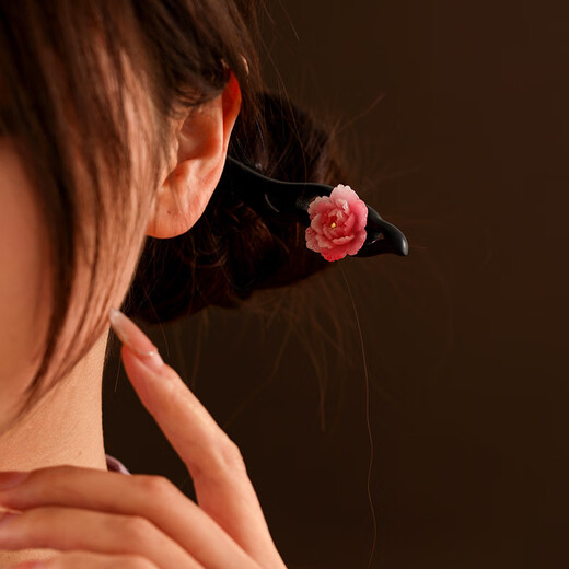 Su Shiliu Peony Flower Sandalwood Hairpin New Chinese Style Hairpin Daily Commuting Horse Face Skirt Ancient Style Hairpin Hairpin Headdress Gift for Women National Color and Heavenly Fragrance Peony Flower Sandalwood Hairpin