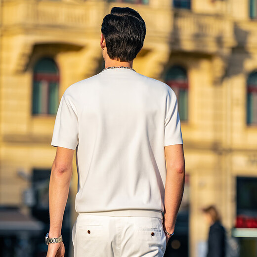 Mr. Cloth Mode-Gurtband Cooles T-Shirt Herren 2025 Sommerbrief geprägt Männer gestrickt Kurzarm ET15100 Clearance Haoyuebai 3xl (190)