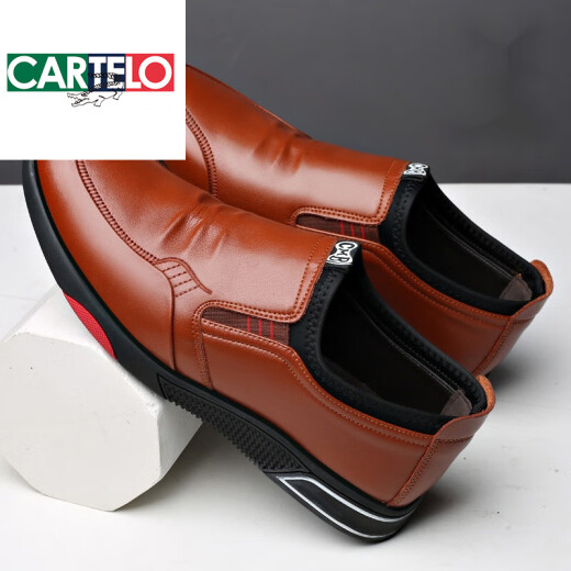 CARTELO 2025 Spring and Autumn New Men's Shoes Casual Leather Shoes Genuine Leather Cowhide Ever-Matching Sneakers Breathable Thick Sole Sole Sole Anti-Slip Trendy Shoes Black Four Seasons Shoes Number H9928 41