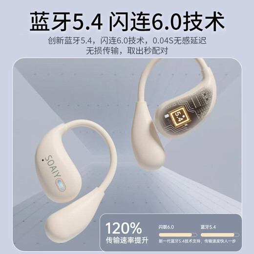 Sony Ericsson (soaiy) GD31 open concept ear clip Bluetooth headset, true wireless, long battery life, non-in ear running, music call, noise reduction, Apple, Huawei, Xiaomi mobile phone, universal oil paint white