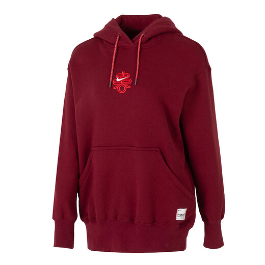 耐克（NIKE）女装上衣 2025春季新款运动服跑步休闲连帽针织衫宽松卫衣套头衫 HV8461-677/红色新年款 XL (170/92A)