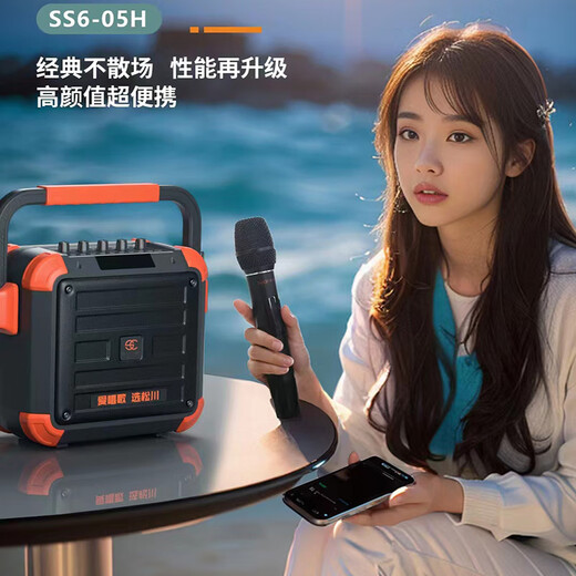 Songchuan International (SOONTRAN) SS6 outdoor trolley square dance speaker karaoke stage Bluetooth instrument guitar strap audio high-power subwoofer SS6-5-inch portable version + 2 Bel Canto FM microphones
