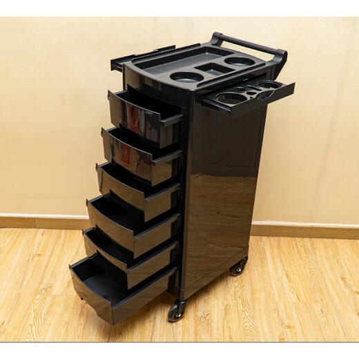 Aoyu Hairdressing Tool Cart Beauty Trolley Hair Salon Hairstylist Special Bar Cart Dyeing and Perming Barber Shop Hairdressing Trolley Export F-056-Black Wing Black Tray-Black Rubber Wheel