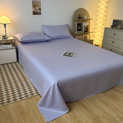 Shuxuan summer single solid color single and double 1.5m ice silk silky naked sleeping sheets student dormitory Rococo-white + silver gray sheets are silver gray 230x230cm single sheet