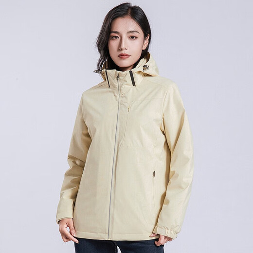 Woodpecker (TUCANO) plus velvet integrated jacket for women, single-layer outdoor autumn and winter mountaineering jacket jacket warm soft shell windbreaker 9930S-2 desert yellow-woman [camouflage] 2XL