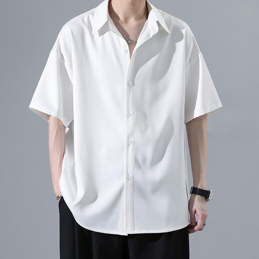 Fox.G Shirt à manches à manches courtes pour hommes Contracte de glace de glace gratuite Fire Free Free Awards Clothes Summer Summer Men's White's White's White à manches de cinq quarts de glace de glace de glace 2xl.