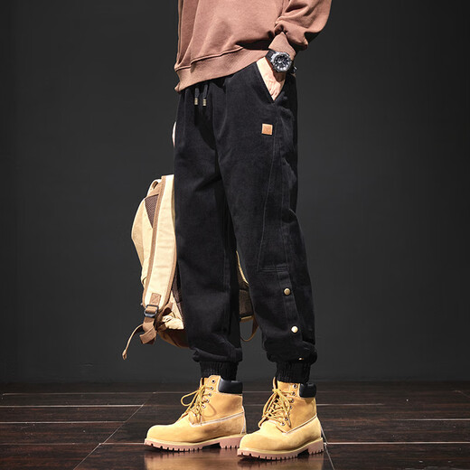 Cotton American style work pants for men in spring, autumn and winter new style loose trendy heavyweight casual pants for men black K316 regular high quality XL 120-140Jin Jin is equal to 0.5 kg