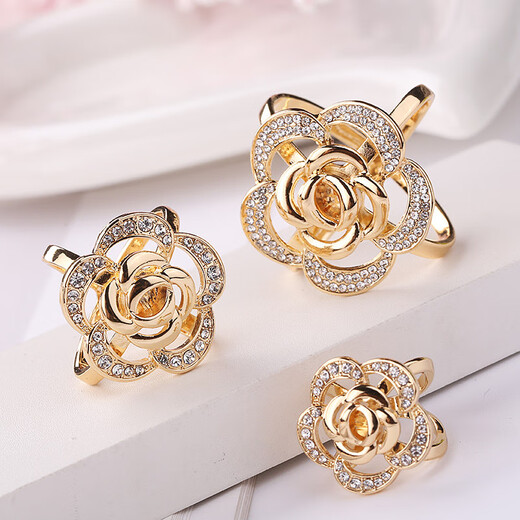 KERLA embellished coat belt with knotted buckle silk scarf buckle elegant rose small square scarf multi-functional large golden rose three-piece set