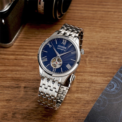 CITIZEN Watch Fully Automatic Mechanical Men's Watch Fashionable Hollow Transparent Bottom Elegant Men's Watch Birthday Gift for Boyfriend NH9130-84L