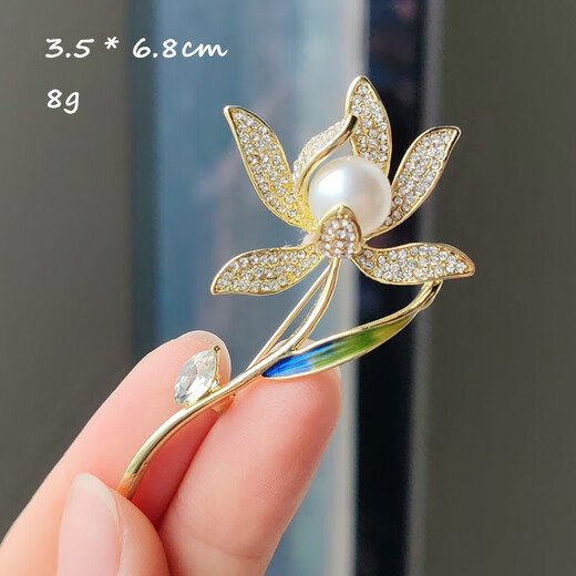 QUAMER high-end fashion new light luxury Chinese style narcissus corsage women's zircon plant brooch XZ0287-1