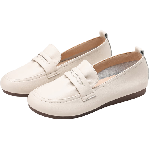 
Kanglibi genuine leather soft sole mother shoes single shoes middle-aged and old comfortable and not tired leather shoes middle-aged and old young and non-slip women's shoes spring and autumn style 671 single shoes off white super soft mother shoes 38