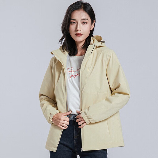Woodpecker (TUCANO) plus velvet integrated jacket for women, single-layer outdoor autumn and winter mountaineering jacket jacket warm soft shell windbreaker 9930S-2 desert yellow-woman [camouflage] 2XL