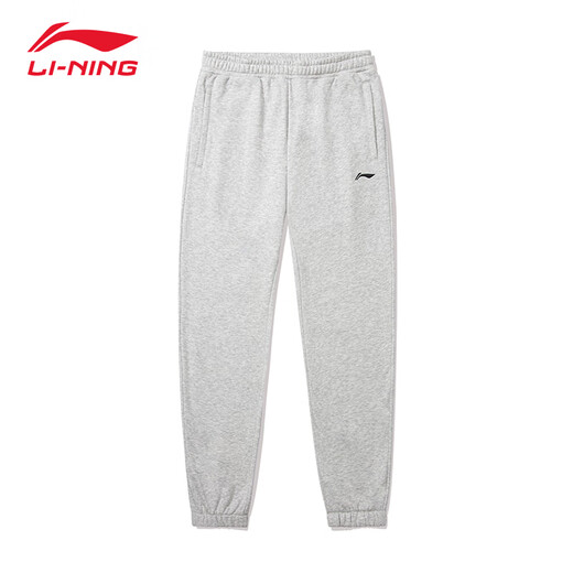 Li Ning sports trousers men's sweatpants knitted running trousers men's loose cinch leg casual sports pants flower gray coin gray (plus velvet) 2XL