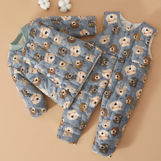 Mianguduo Infant and Toddler Purely Handmade Cotton Jacket and Overalls Set Children's Cotton Clothes and Pants Autumn and Winter Thickened Cotton Clothes Two-piece Set White Floral 80 Sizes (Suitable for 6-12 Months)