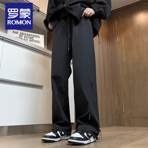 Pantalons de charge Romon pour hommes extérieurs Arafroping et séchage rapide Sports droits Sports Pantalons longs décontractés pour hommes Spring and Automne Black-688 avec style régulier étanche et éolien 2xl [140-155] Jin [Jin est égal à 0,5 kg]