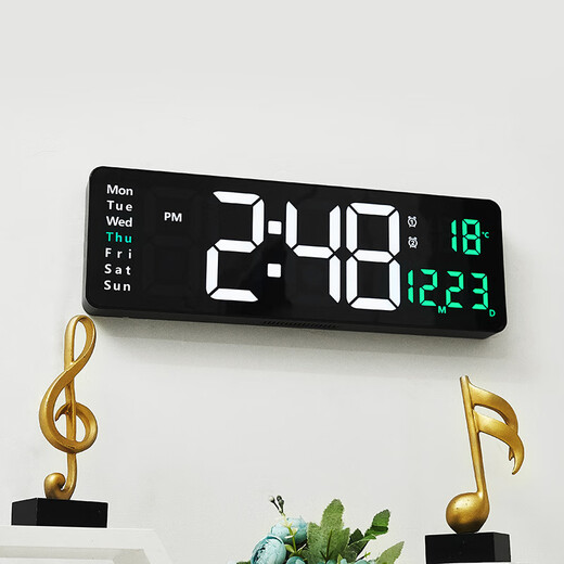 Clcey 16 Zoll großer Bildschirmfunktion Display Takt Nordische digitale Uhr Einfache Wohnzimmer Wanduhr LED WALL TEICHTE TEMPERT (13 Zoll) 6629 Pink Light