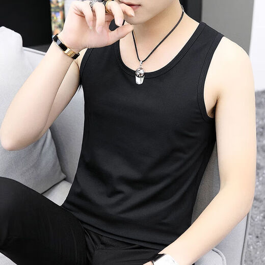 Can be worn inside or outside, sports vest vest summer sleeveless T-shirt men's sports short-sleeved men's white - vest A610 2XL 140-160Jin Jin equals 0.5 kg